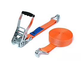 4T - Standard Tie-Down Strap - 4T - 9m - 50mm - 2-part - Double J-hook - Orange 4T - Standard Tie-Down Strap - 4T - 9m - 50mm - 2-part - Double J-hook - Orange