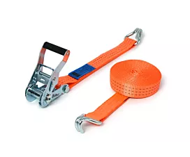 2.5T - Standard Tie-Down Strap - 2.5T - 6.5m - 35mm - 2-part - Double J-hook - Orange
