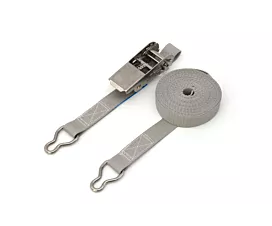 Up to 1.5T - Standard Tie-down - 200kg - 25mm - 2-part - SS ratchet/ring - Pool strap - Grey