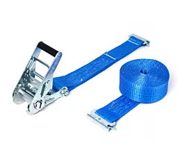 2T - End fittings Tie-Down Strap - 2T - 3.5m - 50mm – 2-part with E-track rail fittings – Blue