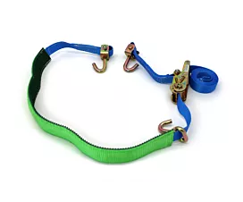 Car Transport - 1-part Car tie-down strap - 3T - 3.5m - 35mm - Swivel hook, finger hook and wear sleeve -  Blue