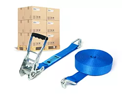 Pallet Tie-Down Straps 50mm Pallet Tie-downs - 5T - 12m - 50mm - 2-part - Double J-Hook - Blue - 200pcs Pallet Tie-Down Straps 50mm Pallet Tie-downs - 5T - 12m - 50mm - 2-part - Double J-Hook - Blue - 200pcs
