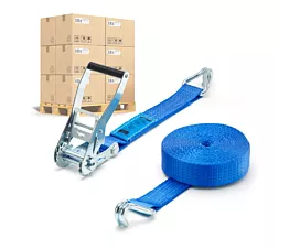 Pallet Tie-Down Straps 50mm Pallet Tie-downs - 5T - 9m - 50mm - 2-part - Double J-hook - Blue - 256pcs Pallet Tie-Down Straps 50mm Pallet Tie-downs - 5T - 9m - 50mm - 2-part - Double J-hook - Blue - 256pcs