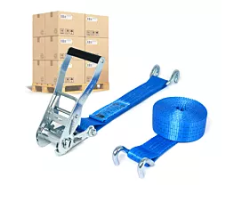 Pallet Tie-Down Straps 50mm Pallet Tie-downs - 4T - 9m - 50mm - 2-part - Open rave hooks - Blue - 320pcs Pallet Tie-Down Straps 50mm Pallet Tie-downs - 4T - 9m - 50mm - 2-part - Open rave hooks - Blue - 320pcs
