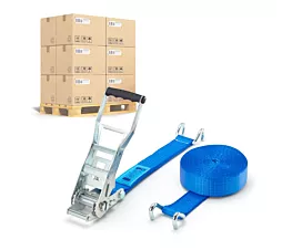 Pallet Tie-Down Straps 50mm Pallet Tie-downs - ERGO 5T - 9m - 50mm - 2-piece - Claw hooks - Blue - 192pcs